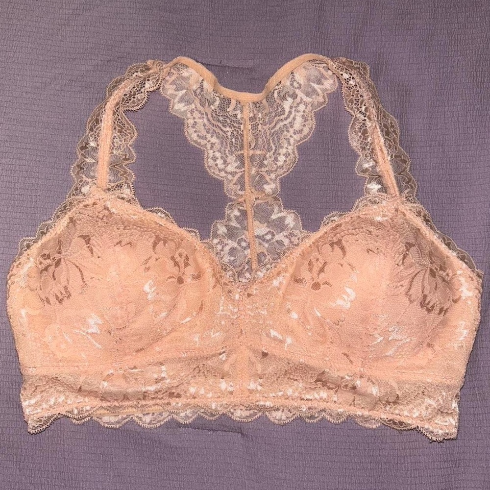 Light pink/light coral lace bralette